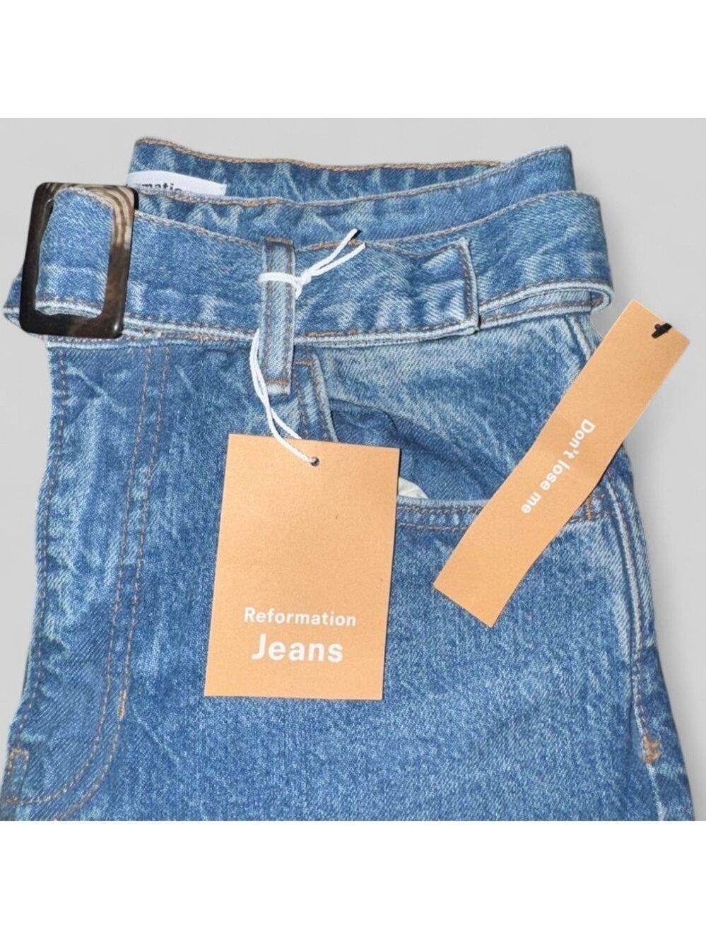 Reformation Cynthia Belted High Rise Straight Jeans size 26 NWT - Picture 4 of 13